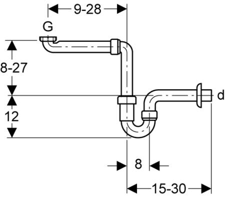 Geberit Buissifon Wastafel Ruimtewinnend 1.1/2&quot;Xd40