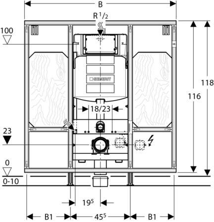 Geberit Gismodule Wandcloset H120 B100Cm Sigma Res12Cm Armst