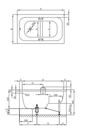 Bettestep 1180X730X420 Mm Wit Geglazuurd Titanium-Staal Baden ...