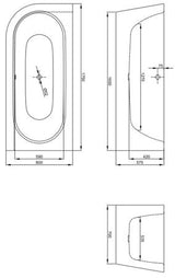 Bettestarlet V Silhouette 1750X800X420 Mm Wit Geglazuurd Titaniu...