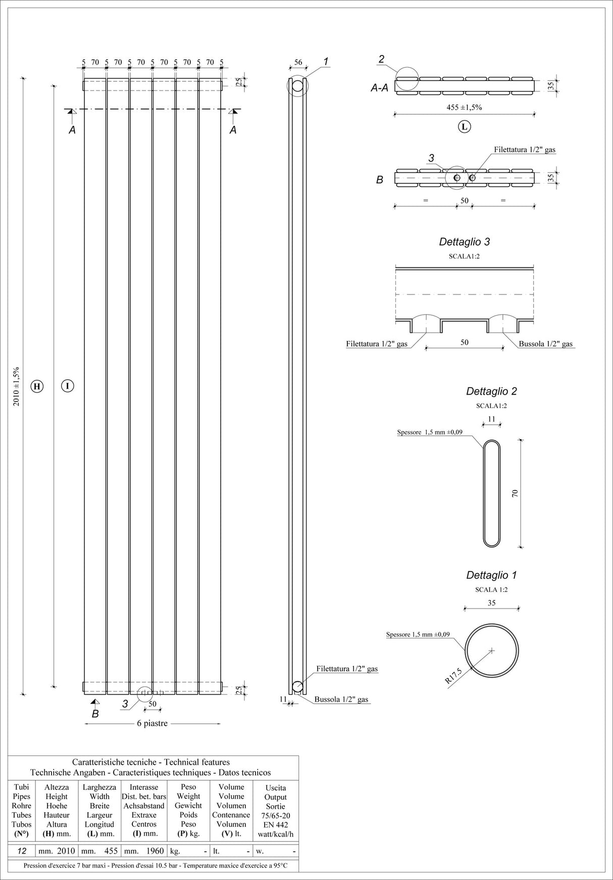 Wiesbaden Millennium Dubbele Radiator 200 X 45 Cm Wit