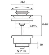 De Beer Click-Clack Afvoerplug 5/4&quot;X60 Mm Ms Mat Zwart M. Grote Stop