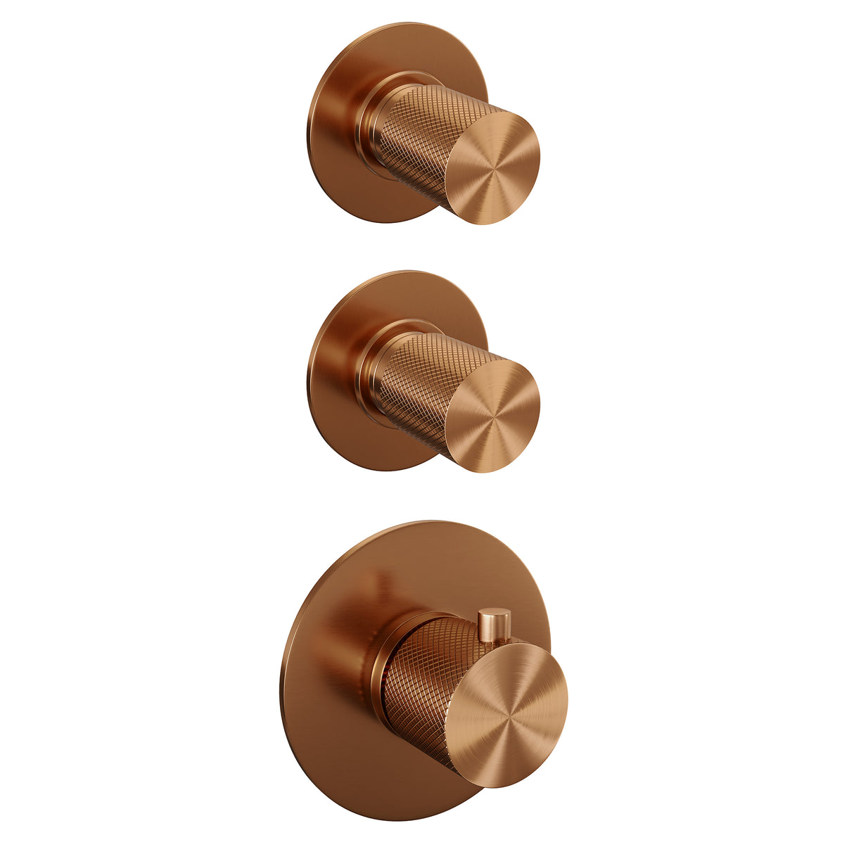 Brauer Copper Carving Thermostatische Inbouw Regendouche Set 09 Met 20 Cm Douchekop En Gebogen Muurarm En 3-Standen Handdouche En Doucheslang En Wandaansluitbocht Koper Geborsteld Pvd