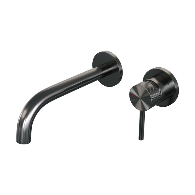 Brauer Gunmetal Carving Inbouw Wastafelmengkraan Met Gebogen Uitloop En Rozetten Model A1 Gunmetal Geborsteld Pvd