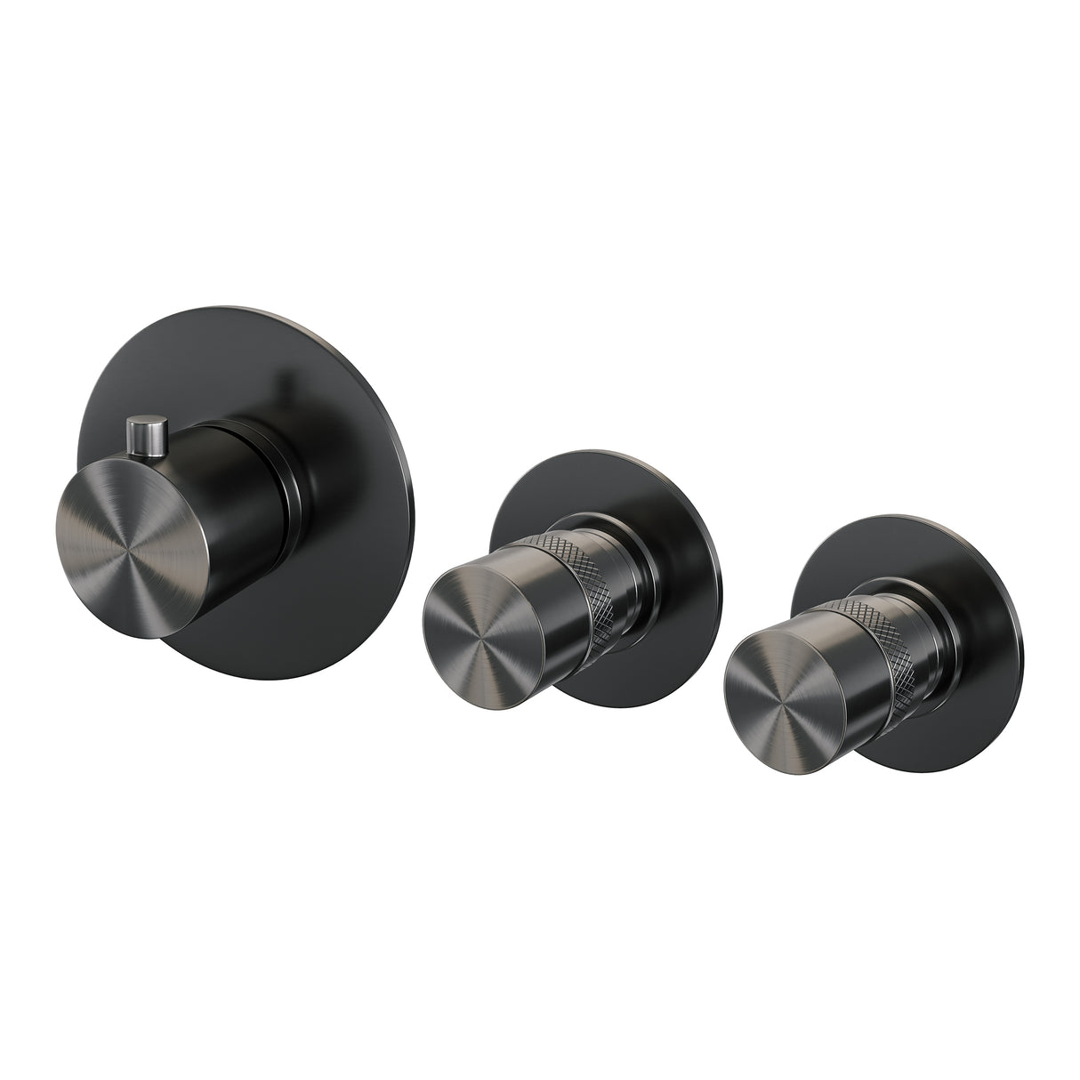 Brauer Gunmetal Edition Thermostatische Inbouw Badkraan Set 01 Met Uitloop En Staaf Handdouche En Doucheslang En Wandaansluitbocht Gunmetal Geborsteld Pvd