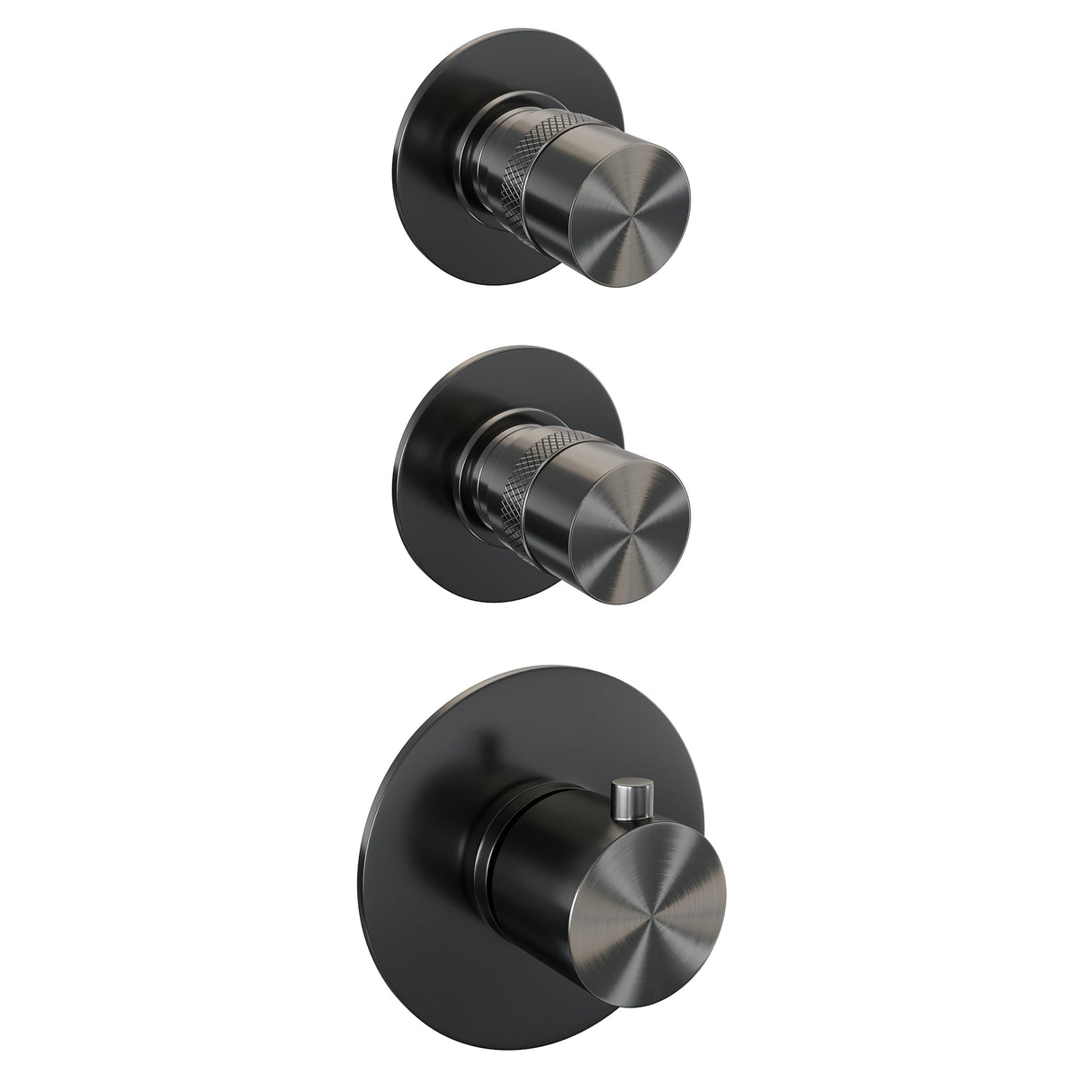 Brauer Gunmetal Edition Thermostatische Inbouw Regendouche Set 01 Met 20 Cm Douchekop En Rechte Muurarm En Staaf Handdouche En Doucheslang En Wandaansluitbocht Gunmetal Geborsteld Pvd