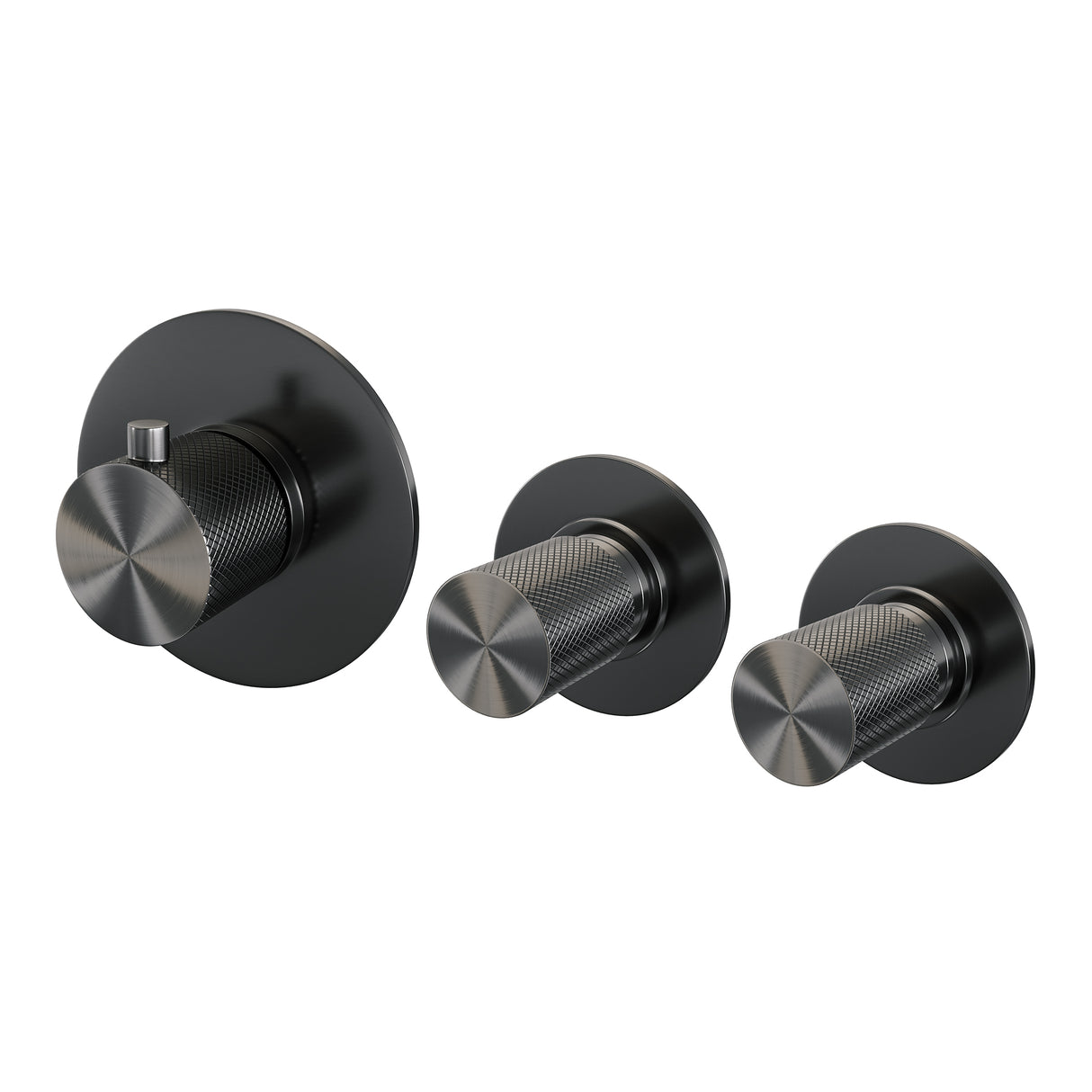 Brauer Gunmetal Carving Thermostatische Inbouw Badkraan Set 01 Met Badvulcombinatie En Staaf Handdouche En Doucheslang En Wandaansluitbocht Gunmetal Geborsteld Pvd