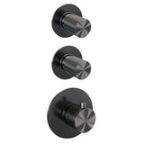 Brauer Gunmetal Carving Thermostatische Inbouw Regendouche Set 01 Met 20 Cm Douchekop En Rechte Muurarm En Staaf Handdouche En Doucheslang En Wandaansluitbocht Gunmetal Geborsteld Pvd