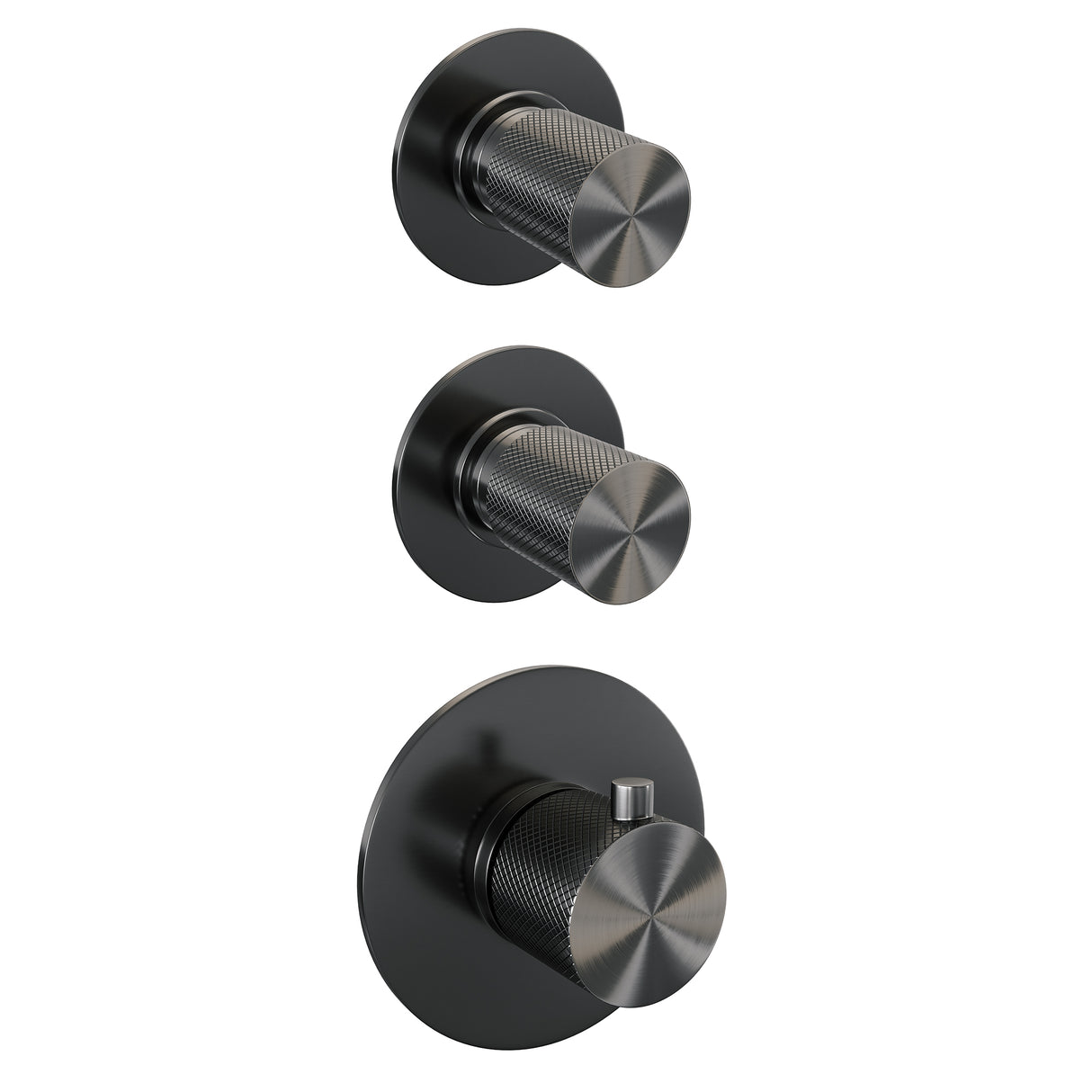 Brauer Gunmetal Carving Thermostatische Inbouw Regendouche Set 04 Met 30 Cm Douchekop En Gebogen Muurarm En Staaf Handdouche En Doucheslang En Wandaansluitbocht Gunmetal Geborsteld Pvd