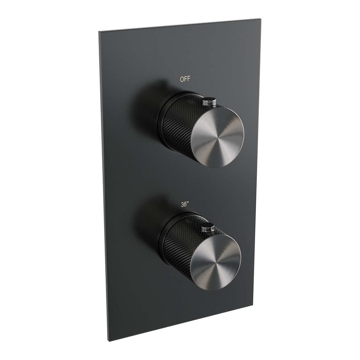 Brauer Gunmetal Carving Thermostatische Inbouw Regendouche 3-Weg Omstelling Set 26 Met 30 Cm Douchekop En Rechte Muurarm En Staaf Handdouche En Doucheslang En Wandaansluitbocht Gunmetal Geborsteld Pvd