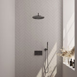 Brauer Gunmetal Edition Thermostatische Inbouw Regendouche Met Drukknoppen Set 52 Met 30 Cm Douchekop En Gebogen Muurarm En Staaf Handdouche En Doucheslang En Wandaansluitbocht Gunmetal Geborsteld Pvd