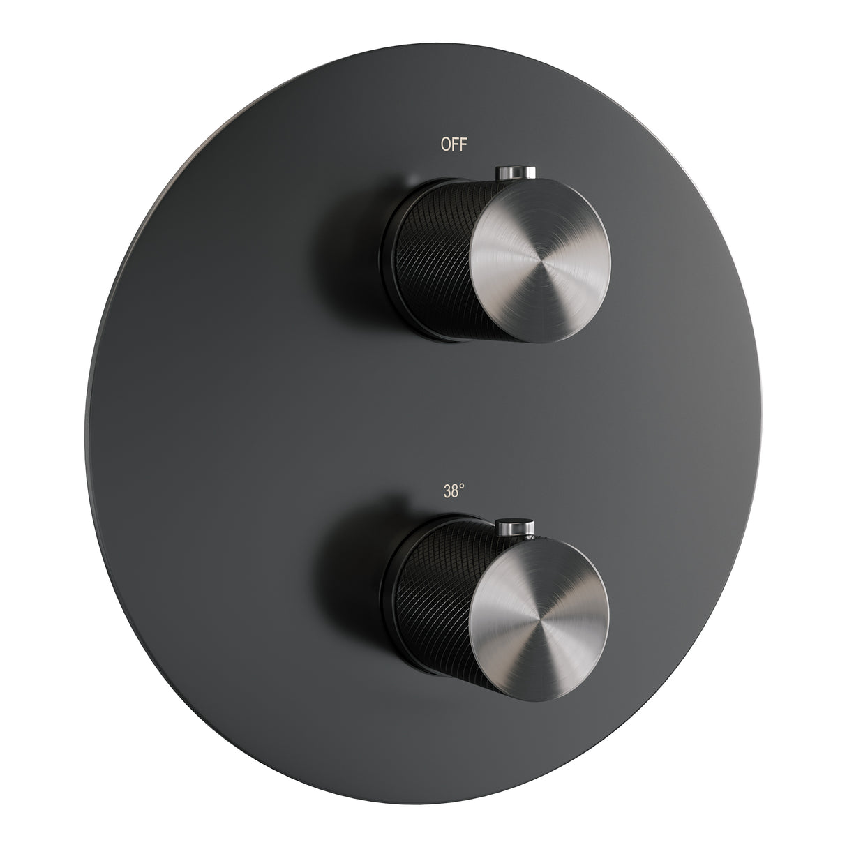 Brauer Gunmetal Carving Thermostatische Inbouw Regendouche 3-Weg Rond Set 83 Met 20 Cm Douchekop En Plafondarm En 3-Standen Handdouche En Doucheslang En Wandaansluitbocht Gunmetal Geborsteld Pvd