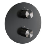 Brauer Gunmetal Carving Thermostatische Inbouw Regendouche 3-Weg Rond Set 83 Met 20 Cm Douchekop En Plafondarm En 3-Standen Handdouche En Doucheslang En Wandaansluitbocht Gunmetal Geborsteld Pvd