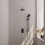 Brauer Black Edition Thermostatische Inbouw Regendouche 3-Weg Omstelling Set 45 Met 20 Cm Douchekop En Gebogen Muurarm En 3-Standen Handdouche En Doucheslang En Geïntegreerde Glijstang Mat Zwart