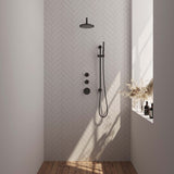 Brauer Black Edition Thermostatische Inbouw Regendouche Set 15 Met 20 Cm Douchekop En Gebogen Muurarm En Staaf Handdouche En Doucheslang En Geïntegreerde Glijstang Mat Zwart