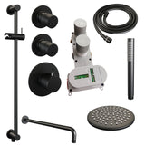Brauer Black Edition Thermostatische Inbouw Regendouche Set 15 Met 20 Cm Douchekop En Gebogen Muurarm En Staaf Handdouche En Doucheslang En Geïntegreerde Glijstang Mat Zwart