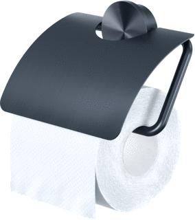 Geesa Opal Toiletrolhouder Met Klep Zwart Metaal Geborsteld