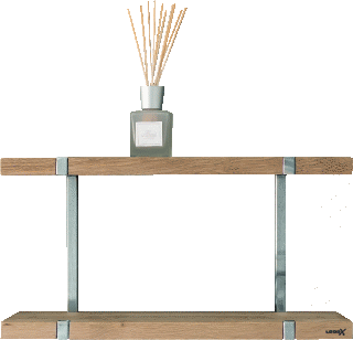 Looox Wooden Wall Shelf Duo 80Cm Old Grey Ophanging Geb. Rvs