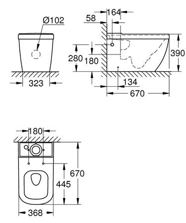 Grohe Euro Ceramic Staande Wc Voor Duoblok