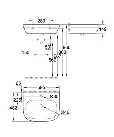 Grohe Euro Ceramic Wastafel 60