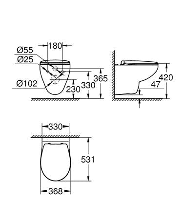 Grohe Bau Ceramic Wandcloset Met Zitting En Deksel