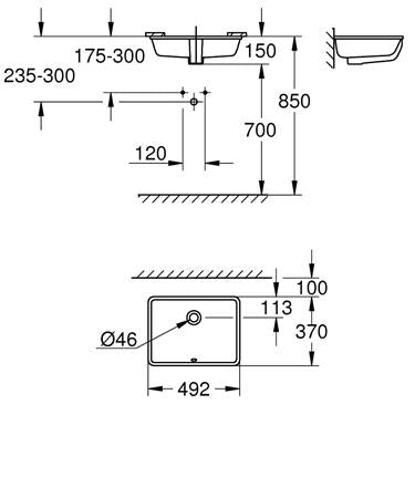 Grohe Cube Ceramic Inbouwwastafel 50