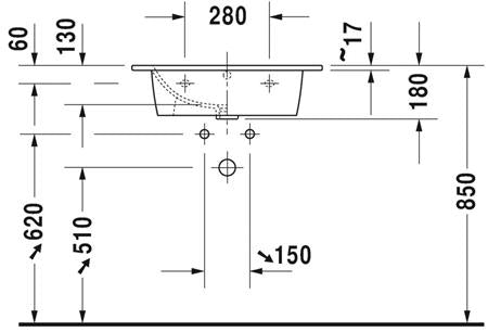 Duravit Me By Starck Wastafel Wit Zijdemat 630 Mm