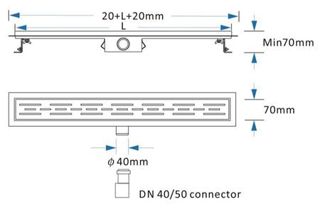 Blue Label Blue Rvs Drain 900Mm+Flens+Sifon Wd Memb