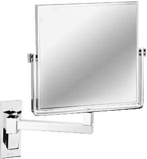 Geesa Mirror Scheerspiegel Vierkant Chroom - 1-Arm. Normaal En 3X Vergr.