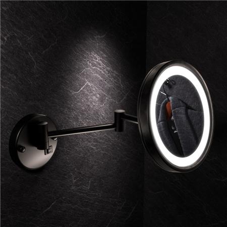 Geesa Mirror Scheerspiegel Rond Chroom - Met Led Verl. 2-Arm 3X Vergr.