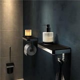 Geesa Frame Toiletrolhouder Met Planchet En (Led Licht)Houder Zwart / Chroom