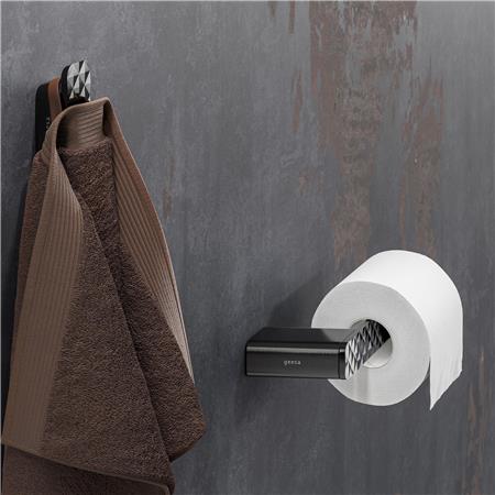 Geesa Shift Toiletrolhouder Diamantpatroon Zwart Metaal Geborsteld (R)