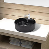 Wasbak Met Overloop, Keramiek, Rond,