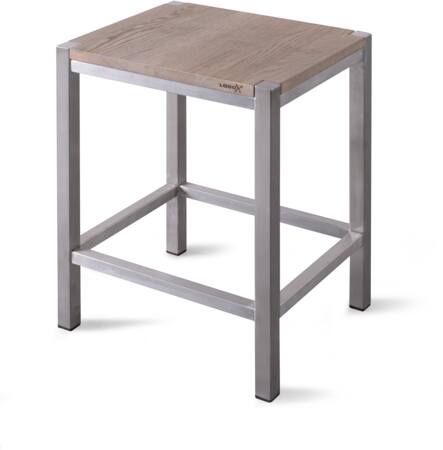 Looox Wooden Stool 35X30X45 Cm Eiken Old Grey Geb. Rvs