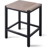 Looox Wooden Stool 35X30X45 Cm Eiken Old Grey Mat Zwart