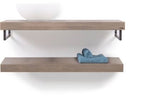 Looox Wooden Base Shelf Duo 100 Cm Eiken Old Grey Handdoekhouders Geb. Rvs