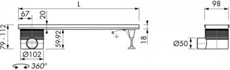 Easydrain Edmios1200 - Easy Drain Multi Inbouwdeel 120 Cm - Uitloop Zijkant