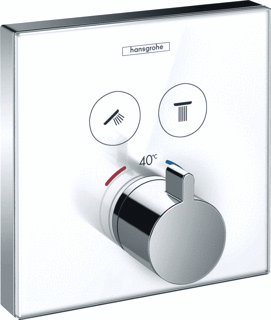 Hansgrohe Hg Thermostat Concealed Showerselect Glass 2 Outlets White/Chrome