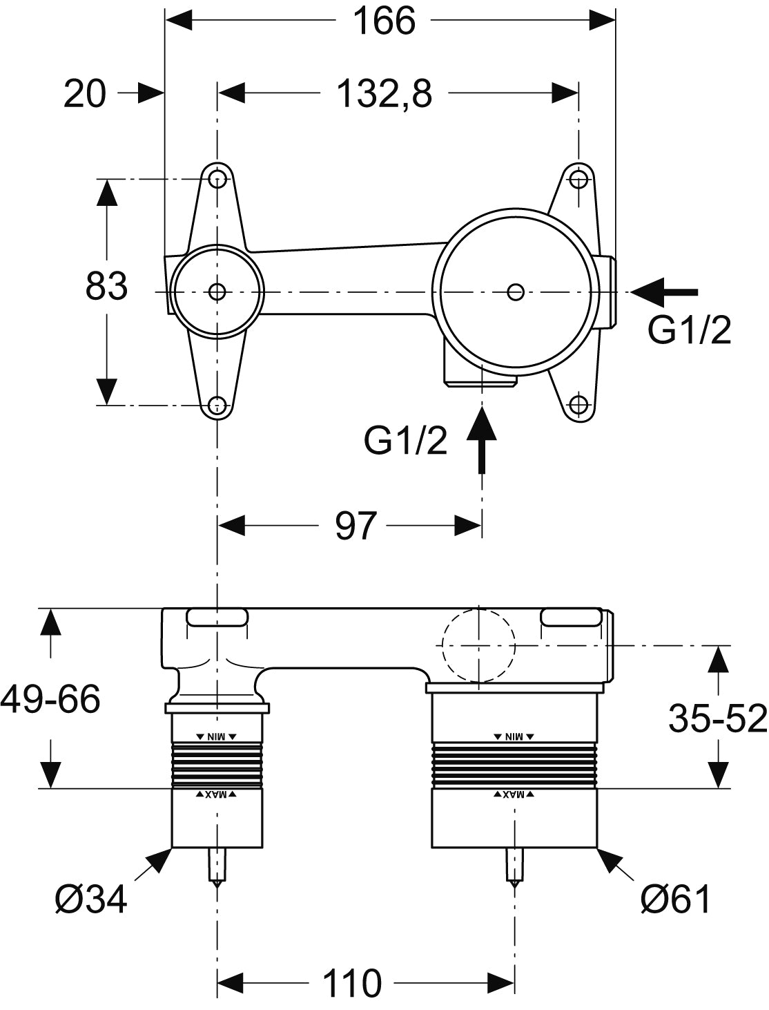 Ideal Standard Inbouwdeel Voor Wandmengkraan