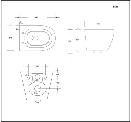 Blue Label Blu Odin Wc Kort + Sc 49Cm Mat Zwart