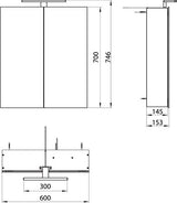 Emco Mee Spiegelkast Led Opbouw 2 Deuren 600Mm