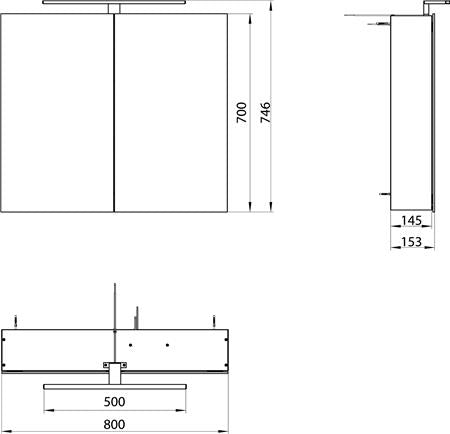 Emco Mee Spiegelkast Led Opbouw 2 Deuren 800Mm