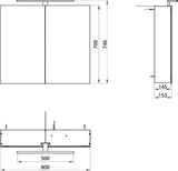 Emco Mee Spiegelkast Led Opbouw 2 Deuren 800Mm