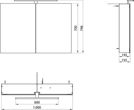 Emco Mee Spiegelkast Led Opbouw 2 Deuren 1000Mm