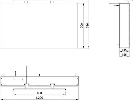 Emco Mee Spiegelkast Led Opbouw 2 Deuren 1200Mm