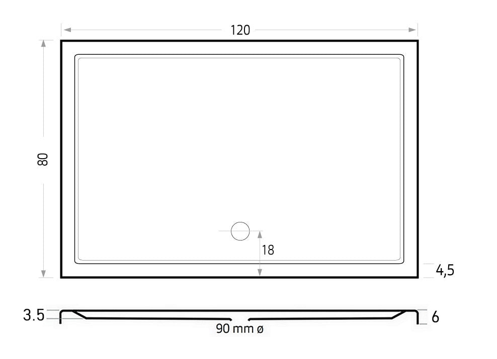 Xenz Mariana Plus  Douchevloer  120X80  Wit