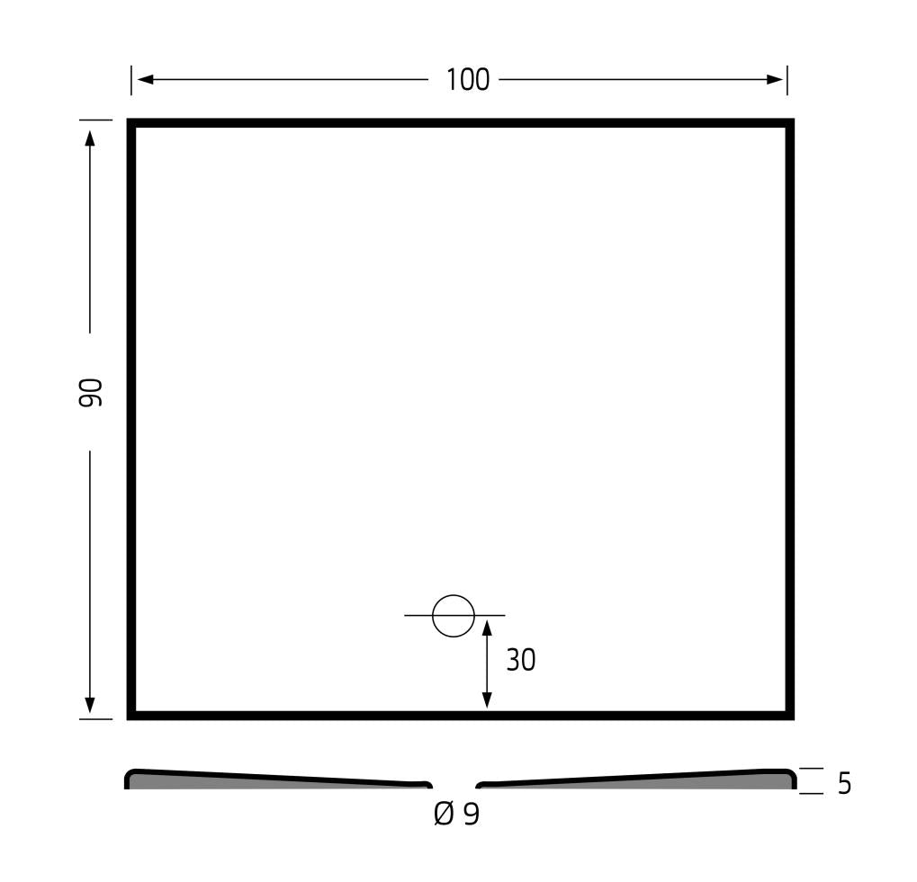 Xenz Flat Plus Douchevloer  100X90  Wit