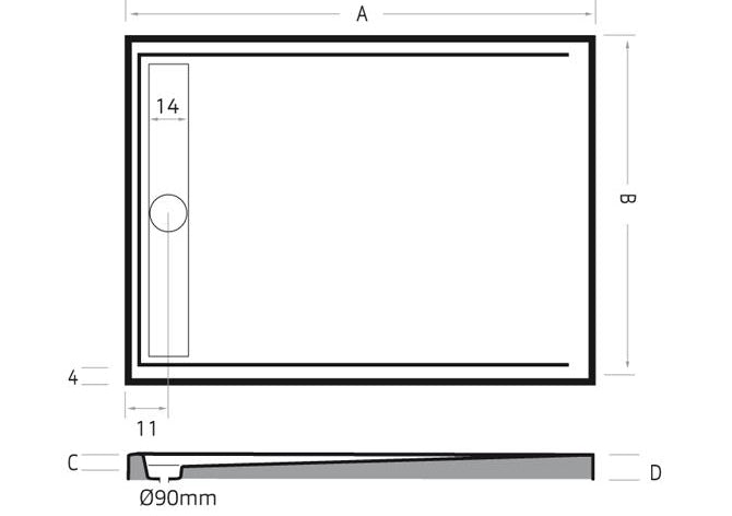 Xenz Easy Tray Douchevloer  140X100  Wit