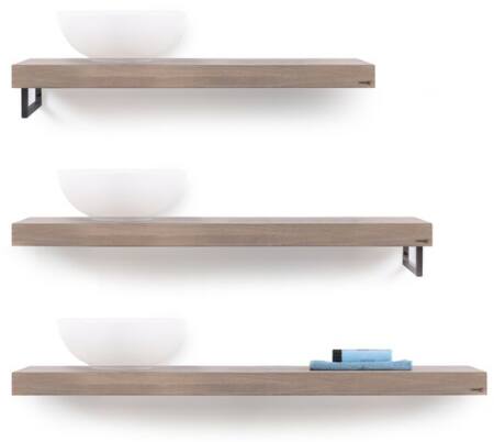 Looox Wooden Base Shelf Solo R 200 Cm Old Grey Hh Rechts Mat Zwart